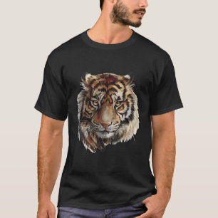 Lovely Tiger Hand Painted Portrait Long Sleeve Shi T-Shirt