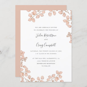Lovely Tiny Pink leaves Whimsical wedding Invitation