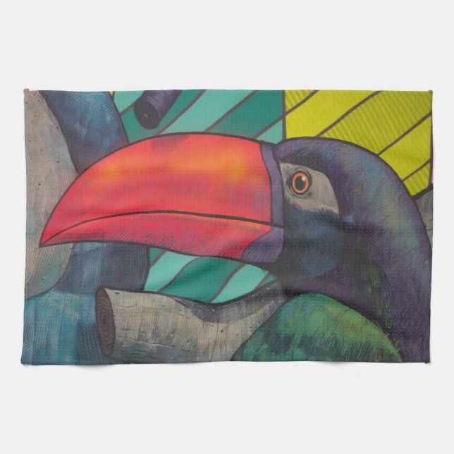 Lovely Toucan Graffiti Kitchen Towel (Horizontal)