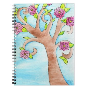 Lovely Tree With Pink Flowers Notebook by KaliParsons at Zazzle