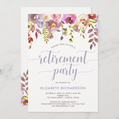 Lovely Trendy Floral  Retirement Party Invitation