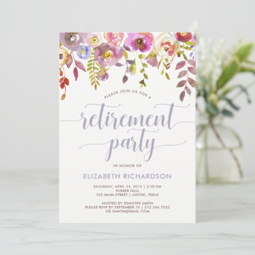 Lovely Trendy Floral | Retirement Party Invitation | Zazzle