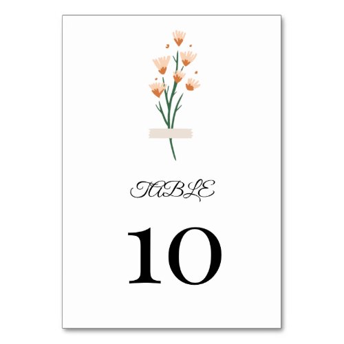 Lovely Trendy Pink Watercolor Wildflower   Table Number