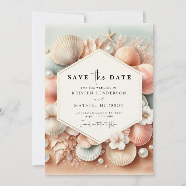 Lovely Tropical Beach Wedding Save The Date (Front)