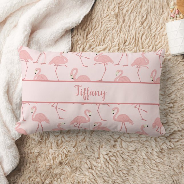 Lovely Tropical Flamingos Pink  Lumbar Pillow (Blanket)