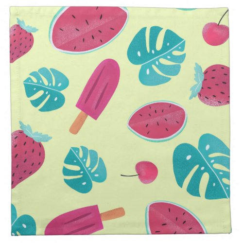 Lovely Tropical Fruits Leaves Ice Pops Pattern  Cloth Napkin
