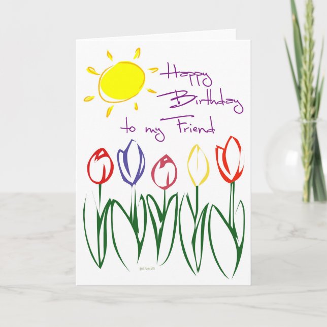 Lovely Tulip Sketch Birthday Card for Friend (Front)