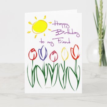 Lovely Tulip Sketch Birthday Card For Friend by William63 at Zazzle