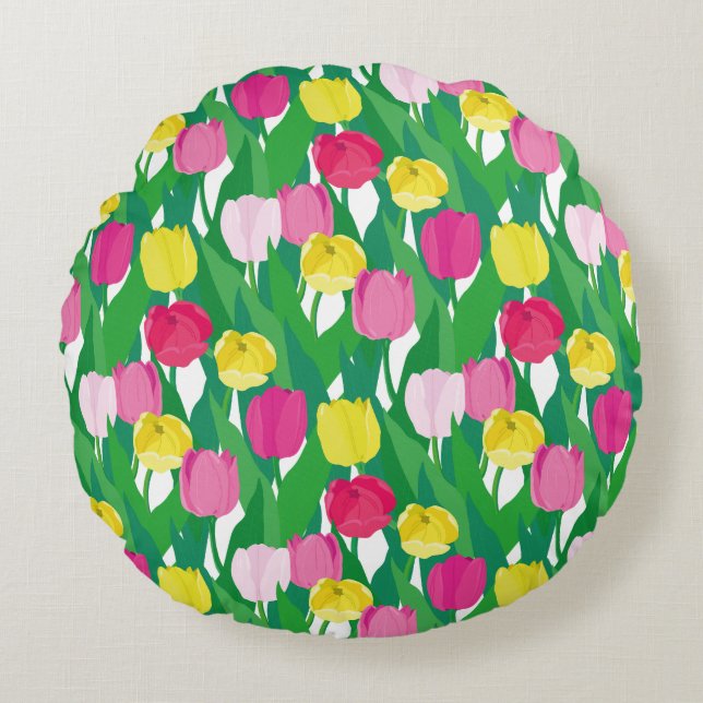 Lovely tulips. round pillow (Front)