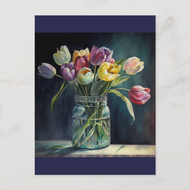 Lovely tulips watercolor postcard (Front)