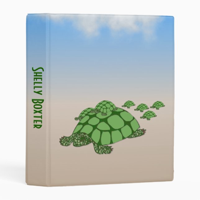 Lovely Turtle Family Personalized Mini Binder (Front/Spine)