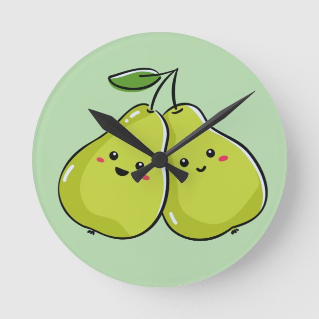 Lovely Twin Pear Nursery  Round Clock (Front)