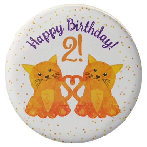 Lovely Twins Birthday Orange Kittens Party Purple  Chocolate Covered Oreo