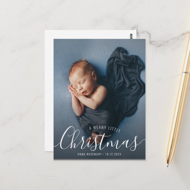 lovely typography birth announcement card (Front/Back In Situ)