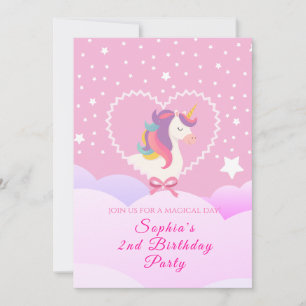 Lovely Unicorn Birthday Invitation