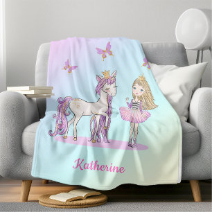Lovely Unicorn Dreams Personalized Fleece Blanket