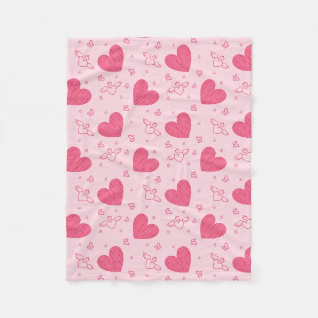 Lovely Valentine's Day Heart Theme Design  Fleece Blanket (Front)