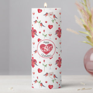 Lovely Valentine's Day Pattern   Monogrammed Pillar Candle