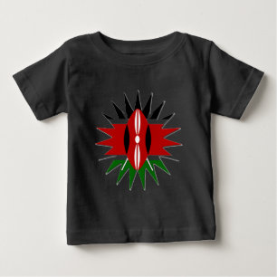 Lovely Vibrant Kenyan Flag Pattern: An 18-Star Art Baby T-Shirt
