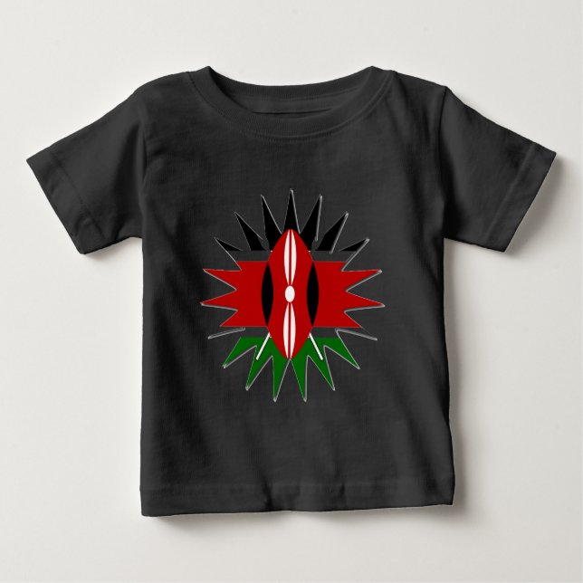 Lovely Vibrant Kenyan Flag Pattern: An 18-Star Art Baby T-Shirt (Front)