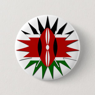 Lovely Vibrant Kenyan Flag Pattern: An 18-Star Art Button