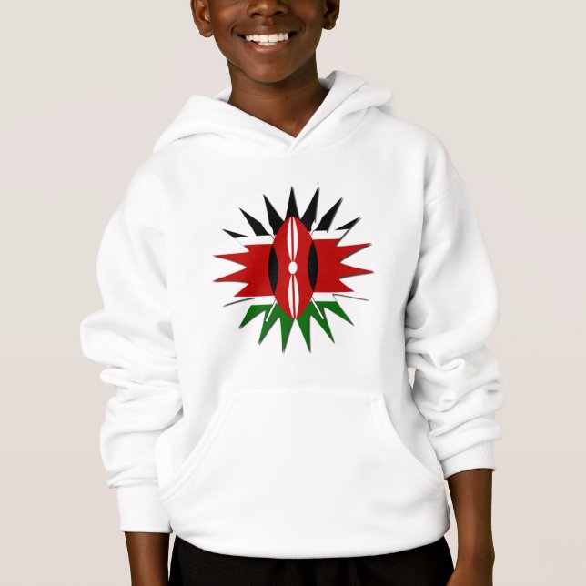 Lovely Vibrant Kenyan Flag Pattern: An 18-Star Art Hoodie (Front)