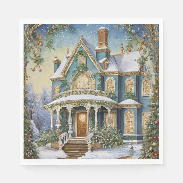 Lovely Victorian Christmas Napkins (Front)