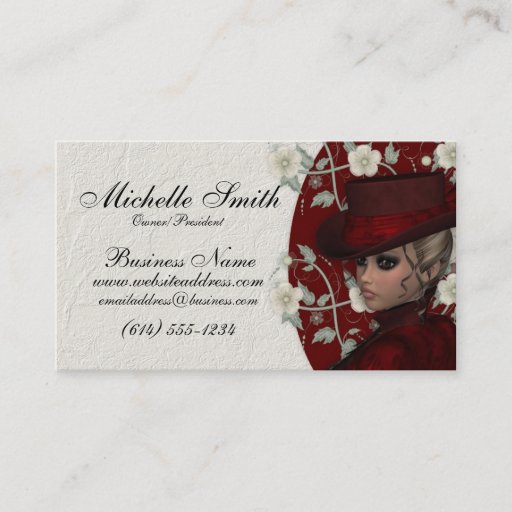 Customizable Lovely Victorian Woman w/Flowers Business Cards