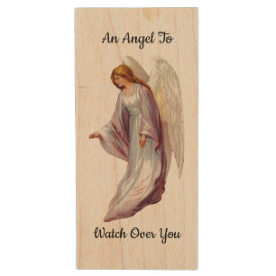 Lovely Vintage Angel Wood Flash Drive
