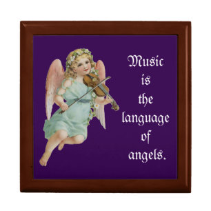 Lovely Vintage Angel Wooden Keepsake Box