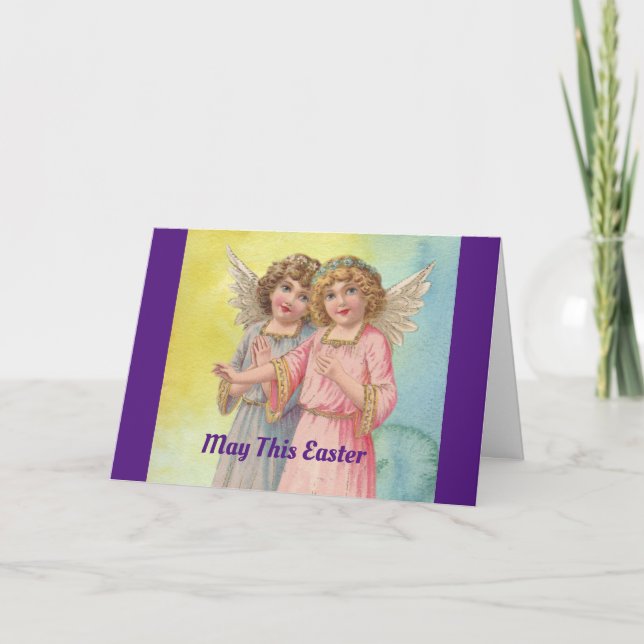 Lovely Vintage Angels Easter Card (Front)
