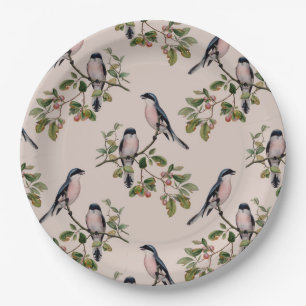 Lovely Vintage Birds Print Paper Plates