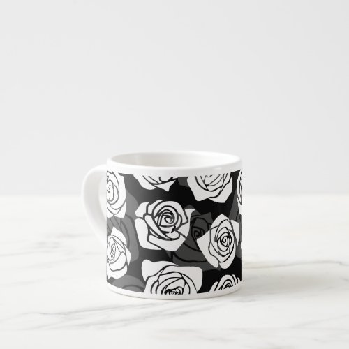 Lovely Vintage black and white roses Espresso Cup