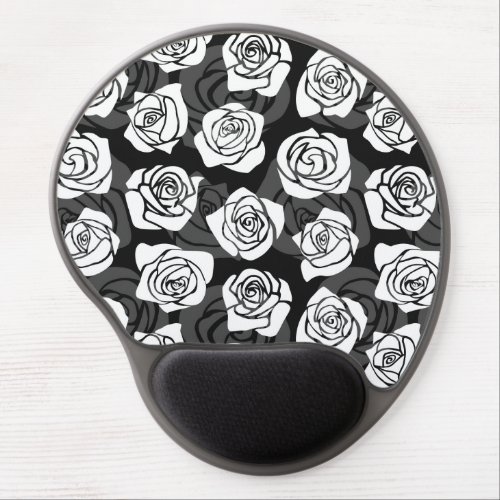 Lovely Vintage black and white roses Gel Mouse Pad