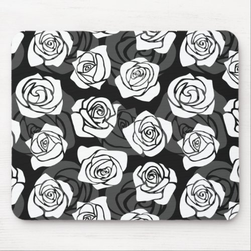 Lovely Vintage black and white roses Mouse Pad