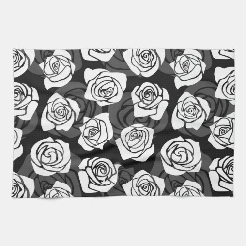 Lovely Vintage black and white roses Towel