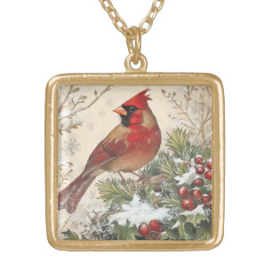  Lovely Vintage Cardinal Square Necklace