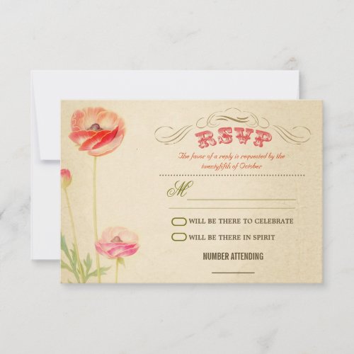 lovely vintage design wedding rsvp invitation