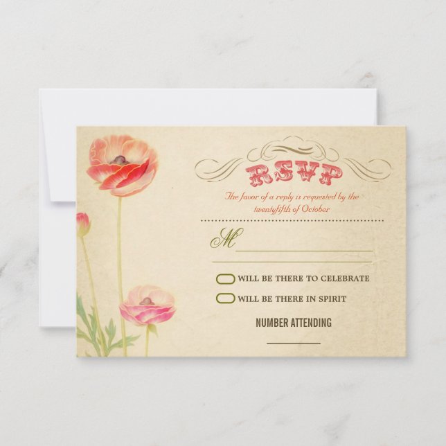 lovely vintage design wedding rsvp card (Front)