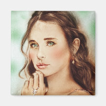 Lovely vintage girl Square Magnet - Lady of Spring