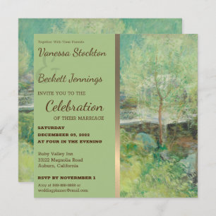 Lovely Vintage Painted Garden Wedding Invitation