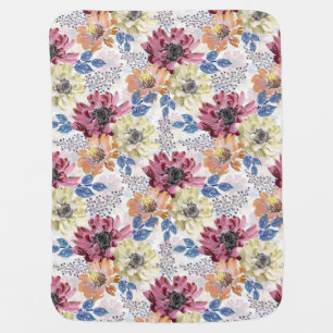 Lovely Vintage pink orange chrysanthemum Baby Blanket