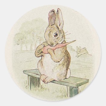 Lovely Vintage Rabbit  Antique Bunny Sticker by myMegaStore at Zazzle