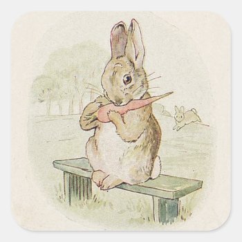 Lovely Vintage Rabbit With Carrot   Bunny Sticker by myMegaStore at Zazzle