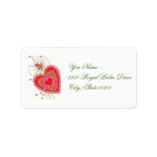 Lovely Vintage Red Romantic Valentine Heart Label