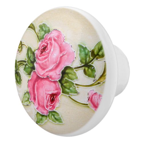 Lovely Vintage Rose Floral Furniture Ceramic Knob