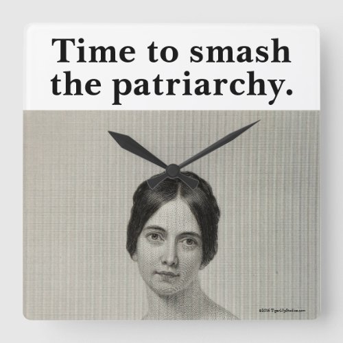 Lovely Vintage Smash the Patriarchy Feminist Square Wall Clock