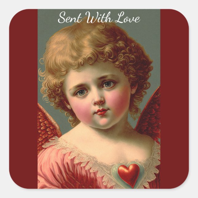 Lovely Vintage Valentine Angel Sticker (Front)
