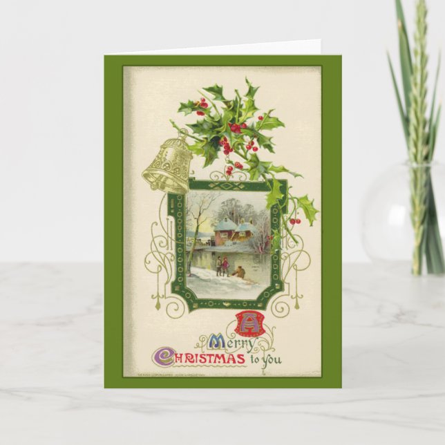 Lovely Vintage Victorian Christmas Card (Front)