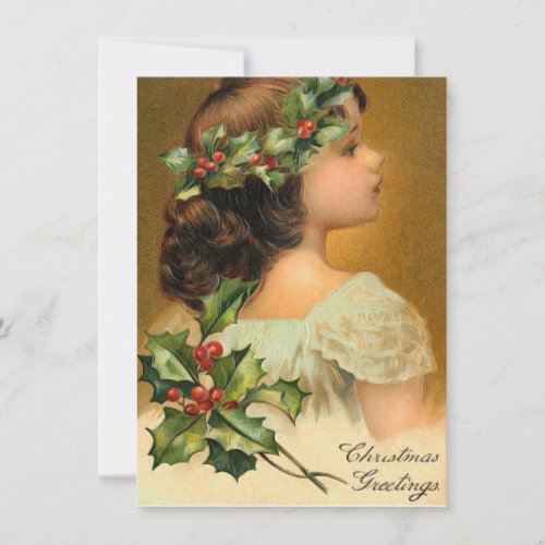 Lovely Vintage Victorian Little Girl Christmas Note Card